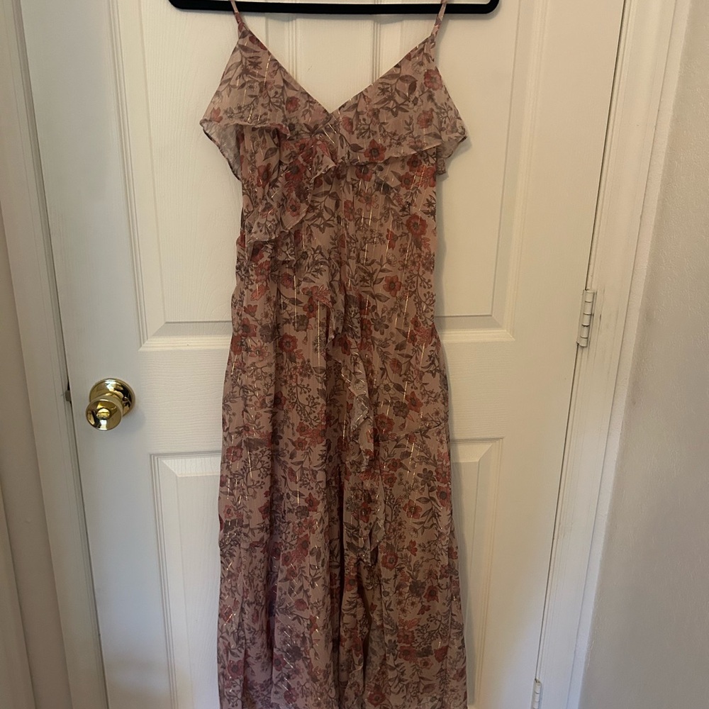 Lucky Brand Pink and Brown Maxi Sundress